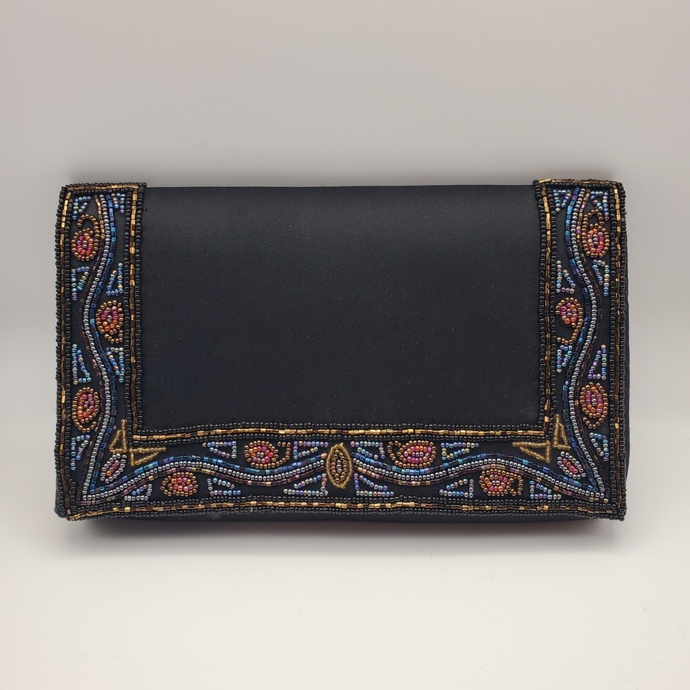 Vintage‎ WALBORG - Beaded Purse/Clutch Hand Made Black Evening Formal